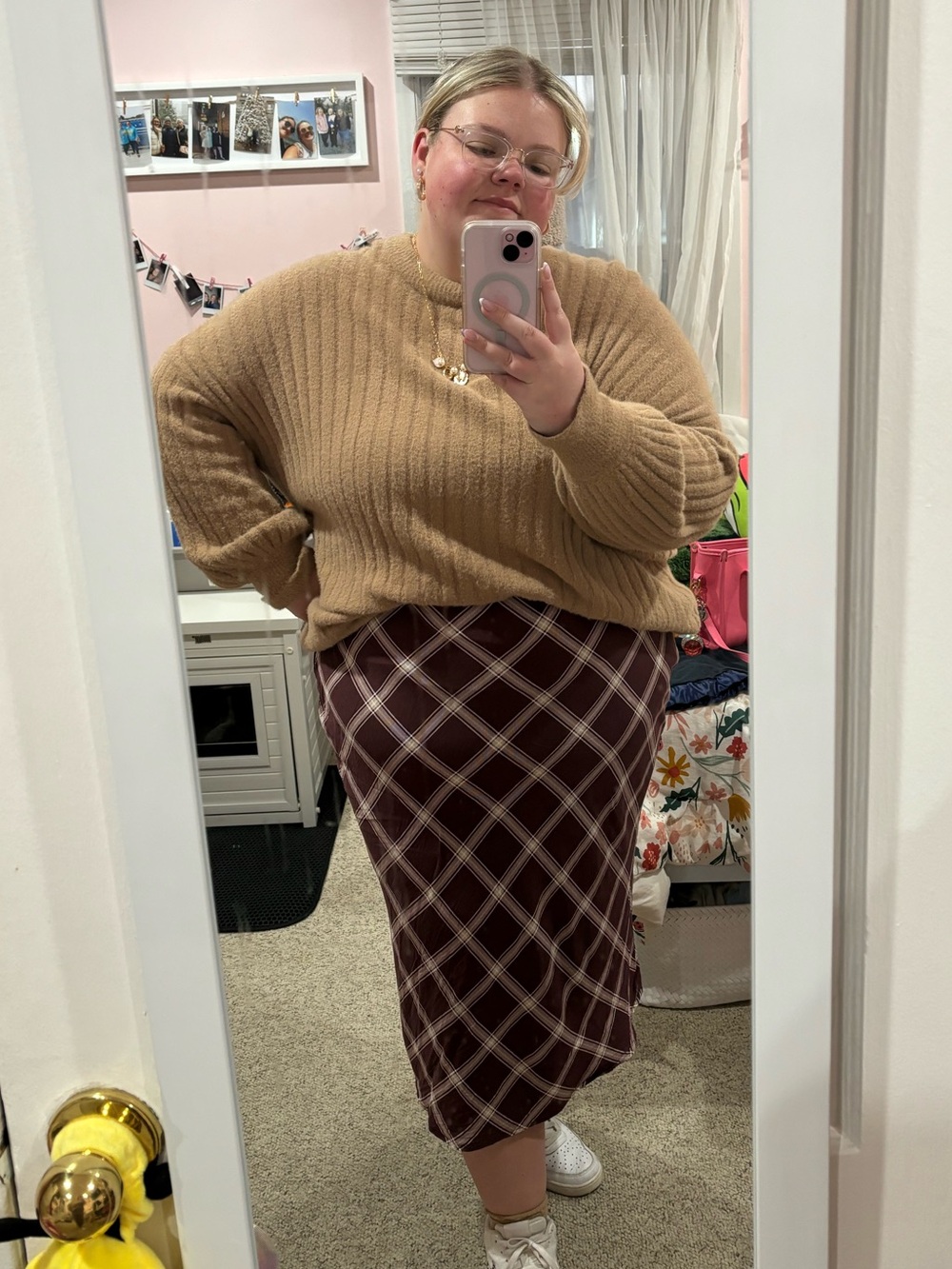 torrid Burgundy/Brown Plaid Midi Skirt